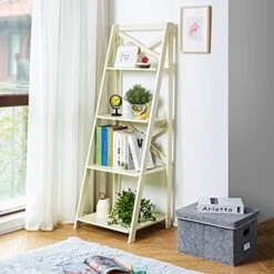 ZENODDLY Ladder Shelf White Ladder Bookshelf, 56.3in Tall Standing Ladder Shelves For Living Room Bathroom Furniture Bedroom Display Shelf, Wooden Leaning Bookshelf Ladder Bookcase Plant Shelf Indoor 11 ZENODDLY Ladder Shelf White Ladder Bookshelf, 56.3in Tall Standing Ladder Shelves For Living Room Bathroom Furniture Bedroom Display Shelf, Wooden Leaning Bookshelf Ladder Bookcase Plant Shelf Indoor -Amazon Store 51vje57GH5S
