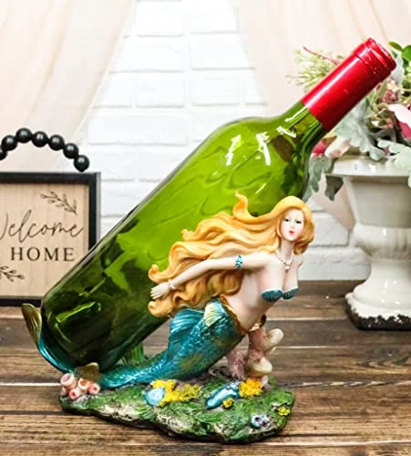 Ebros Nautical Coastal Beach Colorful Blonde Mermaid With Shimmering Blue Tail Swimming By Corals Wine Holder Display Figurine Resin Sea Siren Kitchen Decor Party Centerpiece Ocean Reef Nymph Statue 3 Ebros Nautical Coastal Beach Colorful Blonde Mermaid With Shimmering Blue Tail Swimming By Corals Wine Holder Display Figurine Resin Sea Siren Kitchen Decor Party Centerpiece Ocean Reef Nymph Statue