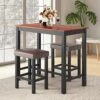 COSTWAY 3 Pieces Dining Table And Chair Set, Counter Height Wood Breakfast Table Set With 2 Upholstered Stools, Industrial Wood Kitchen Table Set For Bar Bistro,Living Room, Restaurant -Amazon Store 51vqoQTArvL