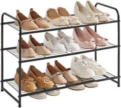 YMYNY Freestanding Shoe Racks, 3 Tiers Stackable & Adjustable Shoe Storage Shelf, Metal Wire Grid Shoe Organizer For 12-16 Pairs, For Entryway, Closet, Bedroom, Black, 26.8" L, UHXJ301B 24 YMYNY Freestanding Shoe Racks, 3 Tiers Stackable & Adjustable Shoe Storage Shelf, Metal Wire Grid Shoe Organizer For 12-16 Pairs, For Entryway, Closet, Bedroom, Black, 26.8" L, UHXJ301B -Amazon Store 51vsuEMi7ZL. AC