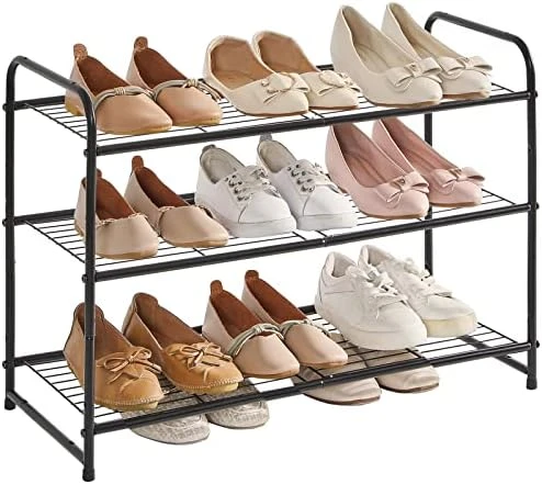 YMYNY Freestanding Shoe Racks, 3 Tiers Stackable & Adjustable Shoe Storage Shelf, Metal Wire Grid Shoe Organizer For 12-16 Pairs, For Entryway, Closet, Bedroom, Black, 26.8" L, UHXJ301B 13 YMYNY Freestanding Shoe Racks, 3 Tiers Stackable & Adjustable Shoe Storage Shelf, Metal Wire Grid Shoe Organizer For 12-16 Pairs, For Entryway, Closet, Bedroom, Black, 26.8" L, UHXJ301B - Image 11