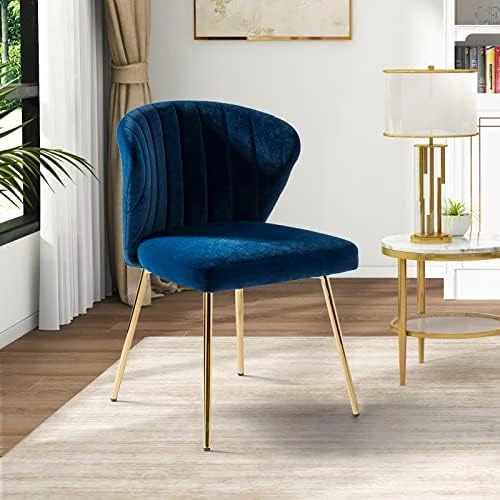 HULALA HOME Velvet Dining Chairs, Modern Small Armless Accent Chair With Gold Metal Legs, Living Room Upholstered Cute Side Chair, Elegant Tufted Back Vanity Chair For Bedroom/Beauty Room-Ivory 14 HULALA HOME Velvet Dining Chairs, Modern Small Armless Accent Chair With Gold Metal Legs, Living Room Upholstered Cute Side Chair, Elegant Tufted Back Vanity Chair For Bedroom/Beauty Room-Ivory - Image 12