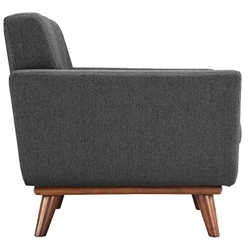 Modway Engage Mid-Century Modern Upholstered Fabric Sofa, Loveseat And Armchair In Gray 8 Modway Engage Mid-Century Modern Upholstered Fabric Sofa, Loveseat And Armchair In Gray - Image 6