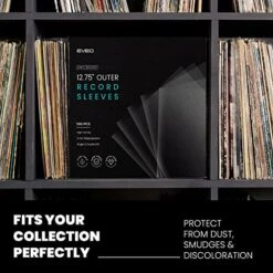 EVEO 100 Record Sleeves For Vinyl Record- Crystal Clear Premuim Vinyl Record Storage Protector |12.75" X 12.75" Outer Sleeves Record Storage For Single & Double LP Album Covers - Thick Vinyl 3mil -Amazon Store 51w1ddm9wBL