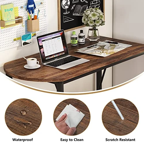 Tribesigns Bar Table And Chairs Set, 43.3" Pub Bar Dining Table And 2 Bar Stools, 3-Piece Wood Counter Height Breakfast Table Set For Kitchen, Apartment, Dining Room, Small Space (Rustic Brown) 6 Tribesigns Bar Table And Chairs Set, 43.3" Pub Bar Dining Table And 2 Bar Stools, 3-Piece Wood Counter Height Breakfast Table Set For Kitchen, Apartment, Dining Room, Small Space (Rustic Brown) - Image 4