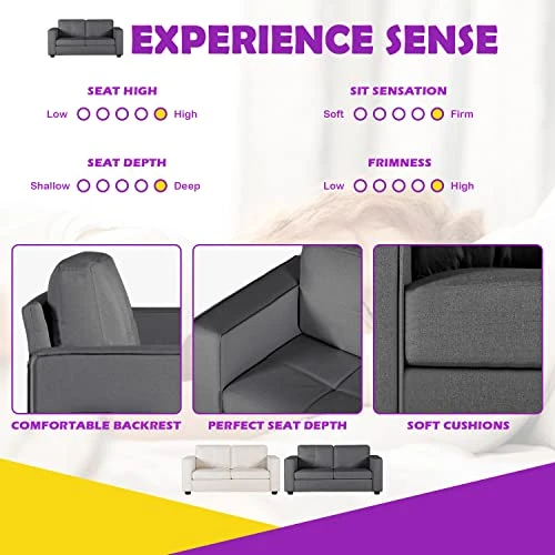 TYBOATLE Modern Living Room Sectional Sofa Sets 2 Piece, 65” W Tufted Mid-Century Loveseat Couch W/ 2 USB Charging Ports And Comfy Accent Arm Chairs For Small Space, Apartment, Office (Dark Grey) 6 TYBOATLE Modern Living Room Sectional Sofa Sets 2 Piece, 65” W Tufted Mid-Century Loveseat Couch W/ 2 USB Charging Ports And Comfy Accent Arm Chairs For Small Space, Apartment, Office (Dark Grey) - Image 4