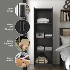 Revada 71" H Freestanding Wood Kitchen Pantry Storage Cabinet With 2 Pull Open Doors & 4 Shelves Color: Black Oak Material: Particle Board, Manufactured Wood Overall Dimensions:71 H X 23.5 W X 16.25 D 14 Revada 71" H Freestanding Wood Kitchen Pantry Storage Cabinet With 2 Pull Open Doors & 4 Shelves Color: Black Oak Material: Particle Board, Manufactured Wood Overall Dimensions:71 H X 23.5 W X 16.25 D -Amazon Store 51wGlyrL7kL