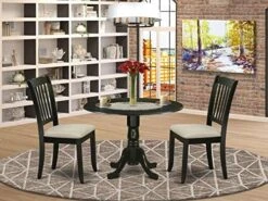 East West Furniture DLDA3-WHI-C 3Pc Dinette Set Includes A Rounded Kitchen Table With Drop Leaves And Two Vertical Slatted Linen Fabric Seat Dining Chairs, White Finish, 3 18 East West Furniture DLDA3-WHI-C 3Pc Dinette Set Includes A Rounded Kitchen Table With Drop Leaves And Two Vertical Slatted Linen Fabric Seat Dining Chairs, White Finish, 3 -Amazon Store 51wJNJpfntL. AC