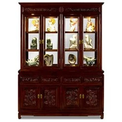 ChinaFurnitureOnline Dark Cherry Elmwood Dragon Oriental China Cabinet -Amazon Store 51wLSkkaqIL