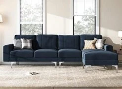 HONBAY Convertible Sectional Sofa L Shaped Couch With Reversible Chaise Modern Velvet 4-Seat Sofa Sectional Couch For Apartment, Dark Grey -Amazon Store 51wQ2N8zkL. AC