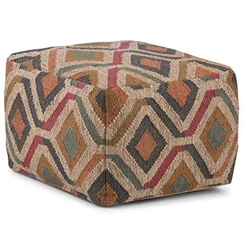 SIMPLIHOME Johanna Square Pouf, Footstool, Upholstered In Kilim Patterned Jute, For The Living Room, Bedroom And Kids Room, Transitional, Boho 3 SIMPLIHOME Johanna Square Pouf, Footstool, Upholstered In Kilim Patterned Jute, For The Living Room, Bedroom And Kids Room, Transitional, Boho