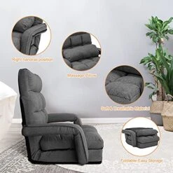 WAYTRIM Indoor Chaise Lounge Chair, Floor Chair For Adults 6-Position Indoor Lounge Chair Lazy Sofa With Armrests And Pillow Comfy Chair For Bedroom, Dorm, Living Room - Charcoal 12 WAYTRIM Indoor Chaise Lounge Chair, Floor Chair For Adults 6-Position Indoor Lounge Chair Lazy Sofa With Armrests And Pillow Comfy Chair For Bedroom, Dorm, Living Room - Charcoal -Amazon Store 51wkegx8bGS