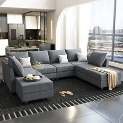 HONBAY Oversized Sectional Sofa With Chaise Modern Sleeper Modular Sofa Couch U Shaped Sofa Sectional For Living Room, Grey -Amazon Store 51woqJ3MY9L. AC