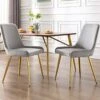 Kmax Velvet Dinning Chairs Mid Century Modern Side Chairs With Golden Legs For Kitchen & Dining Room Guest Room Restaurant, Set Of 2- Grey -Amazon Store 51wvEhilvGL