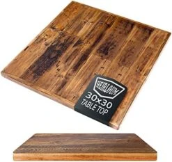 HEIRLOUM Reclaimed Wood Table Top - Rustic Recycled Solid Wooden Piece Perfect For Signs, Kitchens, Dining And Coffee Table Tops (Reclaimed Wood Table Top With Metal Edge,  36" X 36") -Amazon Store 51x10MempyL. AC