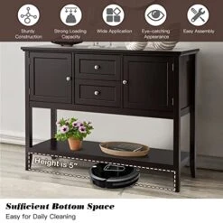 HAPPYGRILL Buffet Sideboard Solid Wood Storage Cabinet Console Table With 2 Drawers & Shelf, Buffet Server Cupboard For Kitchen, Entryway, Living Room -Amazon Store 51x21At9cfL
