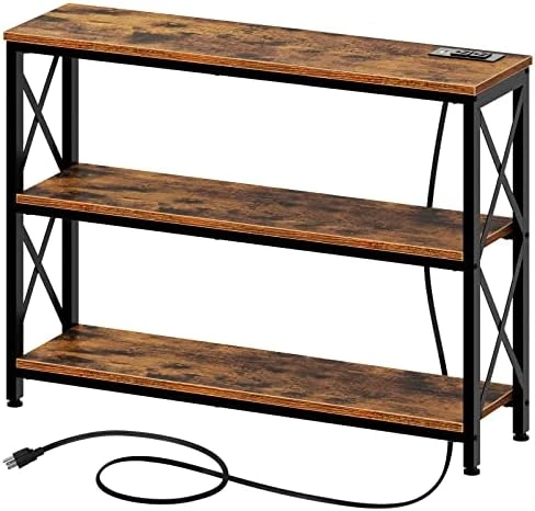 Rolanstar Sofa Table With Charging Station, 3 Tier Narrow Console Table With Storage Shelf And Power Outlet, 47” Entryway Table Metal Frame Behind Sofa Couch Hallway Entrance For Living Room 10 Rolanstar Sofa Table With Charging Station, 3 Tier Narrow Console Table With Storage Shelf And Power Outlet, 47” Entryway Table Metal Frame Behind Sofa Couch Hallway Entrance For Living Room - Image 8