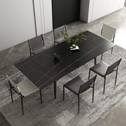 Luck Live 62.9'' To 94.4'' Extendable Dining Tables For 4 To 8 - New Sintered Stone Material Rectangle Dining Table -High Hardness,Black, Easy 10 Luck Live 62.9'' To 94.4'' Extendable Dining Tables For 4 To 8 - New Sintered Stone Material Rectangle Dining Table -High Hardness,Black, Easy -Amazon Store 51x4fNNo4eL