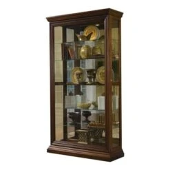 Pulaski Two Way Sliding Door Curio, 43 By 16 By 80-Inch, Brown