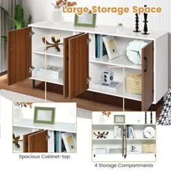 Giantex 4-Door Large Buffet Sideboard, Kitchen Storage Cabinet, Wooden Buffet Server Cupboard, 5-Leg Structure, Accent Cabinet, Ideal For Living Room -Amazon Store 51xHO3YMTTL
