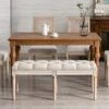 Chairus Fabric Upholstered Dining Bench - Classic Entryway Ottoman Bench Bedroom Bench With Rustic Wood Legs - Beige 2 Chairus Fabric Upholstered Dining Bench - Classic Entryway Ottoman Bench Bedroom Bench With Rustic Wood Legs - Beige -Amazon Store 51xMWvcXurL