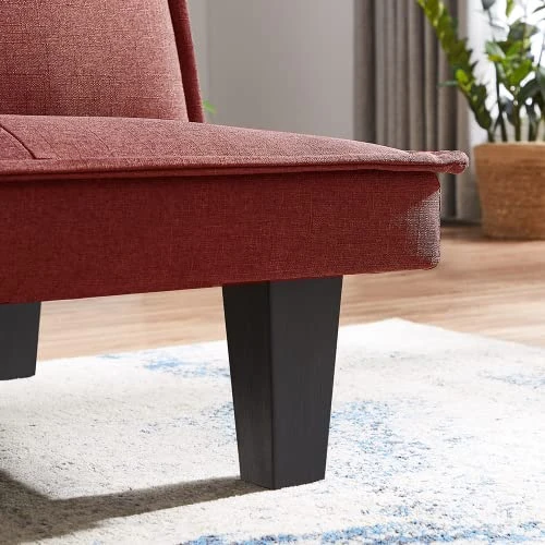 Anwick Sofa Bed Couch Memory Foam Futon Bed Faux Leather Loveseat Sofa Convertible Modern Futon Couch Small Sleeper Sof, Metal Legs, Futon Sofa Bed For Small Spaces (Red) 6 Anwick Sofa Bed Couch Memory Foam Futon Bed Faux Leather Loveseat Sofa Convertible Modern Futon Couch Small Sleeper Sof, Metal Legs, Futon Sofa Bed For Small Spaces (Red) - Image 4