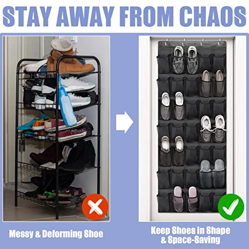Over The Door Shoe Organizers 35 Durable Mesh Pockets Hanging Shoe Organizer Shoe Rack For Closet Entryway Bedroom Bathroom Pantry Shoe Holder, Men Sneakers, Women High Heeled Shoes, Flip Flops Black 5 Over The Door Shoe Organizers 35 Durable Mesh Pockets Hanging Shoe Organizer Shoe Rack For Closet Entryway Bedroom Bathroom Pantry Shoe Holder, Men Sneakers, Women High Heeled Shoes, Flip Flops Black - Image 3