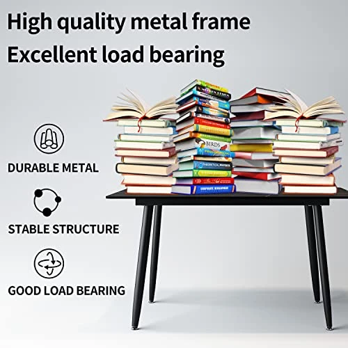 Dining Table 55" Rectangular Grey Kitchen Table With Sintered Stone Table Top And Metal Legs Modern Dinner Table For Dining Room 7 Dining Table 55" Rectangular Grey Kitchen Table With Sintered Stone Table Top And Metal Legs Modern Dinner Table For Dining Room - Image 5