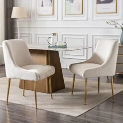 ZHENGHAO Velvet Dining Chairs Set Of 6, Modern Accent Kitchen Chairs With Gold Legs Upholstered Guest Chairs For Living Room/Kitchen/Restaurant, White 22 ZHENGHAO Velvet Dining Chairs Set Of 6, Modern Accent Kitchen Chairs With Gold Legs Upholstered Guest Chairs For Living Room/Kitchen/Restaurant, White -Amazon Store 51xWo akwL. AC