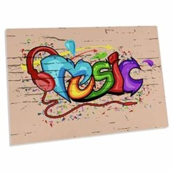 3dRose Music - Image Of Cartoon Graffiti Spells Music - Desk Pad Place Mats (dpd-255459-1)