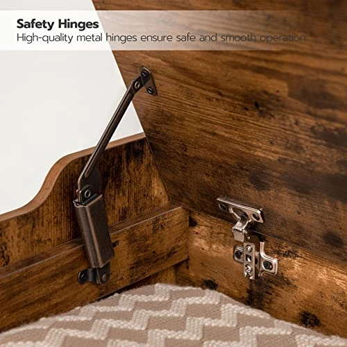 HOOBRO Storage Chest, Storage Bench With Safety Hinge, Retro Storage Organizer, Storage Trunk, Enclosure On Top, Supports 220 Lb, Entryway Shoe Bench, Easy Assembly, Rustic Brown BF79CW01 6 HOOBRO Storage Chest, Storage Bench With Safety Hinge, Retro Storage Organizer, Storage Trunk, Enclosure On Top, Supports 220 Lb, Entryway Shoe Bench, Easy Assembly, Rustic Brown BF79CW01 - Image 4