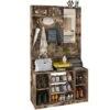 PAKASEPT Hall Tree With Storage Bench Coat Rack,Shoe Storage, Entryway Bench With Coat Rack,Two Storage Shelves, 70.9” Industrial 5 In 1 Large Organizer Hall Tree,Rustic Brown -Amazon Store 51xjrlczSGL