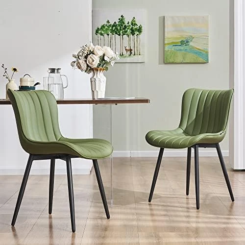 YOUNUOKE Dining Chairs Set Of 2,Upholstered Mid Century Modern Chair Armless Faux Leather Accent Chairs With Backrest Metal Legs And Adjustable Feet For Kitchen Living Room Bedrooms,Black 14 YOUNUOKE Dining Chairs Set Of 2,Upholstered Mid Century Modern Chair Armless Faux Leather Accent Chairs With Backrest Metal Legs And Adjustable Feet For Kitchen Living Room Bedrooms,Black - Image 12