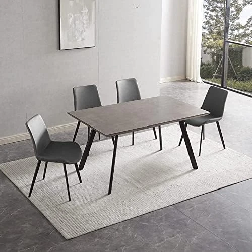 ZckyCine Modern Mid-Century Dining Table 5-Piece Kitchen Table Set For 4 People Rectangular Solid Wood Dining Table With 4 Upholstered Leather Chairs 12 ZckyCine Modern Mid-Century Dining Table 5-Piece Kitchen Table Set For 4 People Rectangular Solid Wood Dining Table With 4 Upholstered Leather Chairs - Image 10