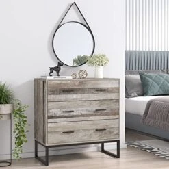 FOTOSOK Wide Dresser For Bedroom, 3 Drawer Dresser With 2 Handles, Chest Of Drawers With Metal Frame For Home Office, 31.5L X 15.6W X 32.3H -Amazon Store 51xt7PXIX0L