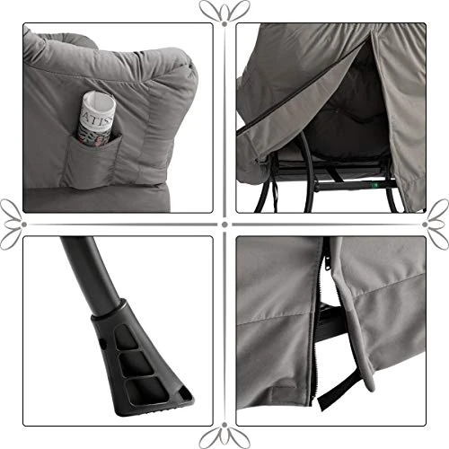 AcozyHom Modern Large Cotton Fabric Lazy Chair,Accent Contemporary Lounge Chair, Single Steel Frame Leisure Sofa Chair With Armrests And A Side Pocket, Smoky Grey 7 AcozyHom Modern Large Cotton Fabric Lazy Chair,Accent Contemporary Lounge Chair, Single Steel Frame Leisure Sofa Chair With Armrests And A Side Pocket, Smoky Grey - Image 5