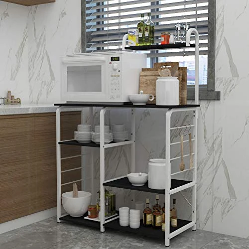 Soges Multi-Functional Kitchen Baker's Rack Utility Microwave Oven Stand Storage Cart Workstation Shelf Microwave Cart, Black Brown 172-BK 6 Soges Multi-Functional Kitchen Baker's Rack Utility Microwave Oven Stand Storage Cart Workstation Shelf Microwave Cart, Black Brown 172-BK - Image 4