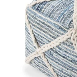 SIMPLIHOME Cowan Square Pouf, Footstool, Upholstered In Blue, Natural Handloom Woven Wool And Cotton, For The Living Room, Bedroom And Kids Room, , 10 SIMPLIHOME Cowan Square Pouf, Footstool, Upholstered In Blue, Natural Handloom Woven Wool And Cotton, For The Living Room, Bedroom And Kids Room, , -Amazon Store 51y3yn7cWoL