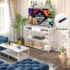 Armocity Console Table With Outlets, Entryway Table For Entry, 47 Inch Sofa Table With Drawers, Long Hallway Table, Industrial Behind Couch Table For Entryway, Sofa Couch, Entrance, Hallway, White -Amazon Store 51yO7Go1XeL