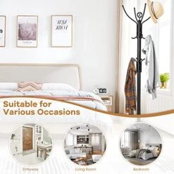 Tangkula Coat Rack Freestanding, 78 Inch Heavy Duty Metal Coat Tree, Free Standing Entryway Hat Coat Jacket Umbrella Holder, Clothes Hanger With Base Coat Rack Stand Black -Amazon Store 51yOEUJ6MmL