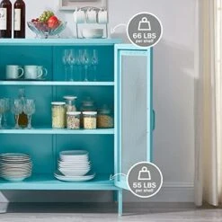 SPACEROCK Storage Cabinet Kitchen Buffet Pantry 40“ Stylish Metal Pantry Cabinet With 2 Mesh Doors, Suitable For Office, Dining Room, Living Room, Blue 9 SPACEROCK Storage Cabinet Kitchen Buffet Pantry 40“ Stylish Metal Pantry Cabinet With 2 Mesh Doors, Suitable For Office, Dining Room, Living Room, Blue -Amazon Store 51yROAA9L0L