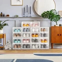 Clear Shoe Boxes Stackable,18 Pack Shoe Case Fit Up To US Size 10,Small/White 12 Clear Shoe Boxes Stackable,18 Pack Shoe Case Fit Up To US Size 10,Small/White -Amazon Store 51yS0AK7AxL