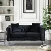 Harper & Bright Designs Velvet Upholstered Loveseat Sofa, 59.4'' Wide Black Velvet Sofa With Jeweled Buttons, Square Arm, Two Pillows Included For Living Room, Office 1 Harper & Bright Designs Velvet Upholstered Loveseat Sofa, 59.4'' Wide Black Velvet Sofa With Jeweled Buttons, Square Arm, Two Pillows Included For Living Room, Office -Amazon Store 51yUaVjDEQL