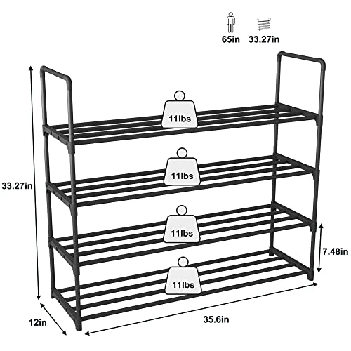 HOMEFORT 4-Tier Shoe Rack, Metal Shoe Tower,20 Pairs Shoe Storage Shelf, Entryway Stackable Shoes Organizer With 4 Tiers Metal Shelves, For Closet, Hallway, Entryway, Black 3 HOMEFORT 4-Tier Shoe Rack, Metal Shoe Tower,20 Pairs Shoe Storage Shelf, Entryway Stackable Shoes Organizer With 4 Tiers Metal Shelves, For Closet, Hallway, Entryway, Black