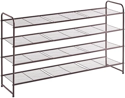 YMYNY Freestanding Shoe Racks, 3 Tiers Stackable & Adjustable Shoe Storage Shelf, Metal Wire Grid Shoe Organizer For 12-16 Pairs, For Entryway, Closet, Bedroom, Black, 26.8" L, UHXJ301B 7 YMYNY Freestanding Shoe Racks, 3 Tiers Stackable & Adjustable Shoe Storage Shelf, Metal Wire Grid Shoe Organizer For 12-16 Pairs, For Entryway, Closet, Bedroom, Black, 26.8" L, UHXJ301B - Image 5