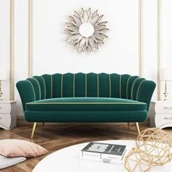 Loveseat Sofa, Modern Velvet Couch Accent Upholstered Settee, 2 Seater Small Loveseat For Small Spaces, Office, Bedroom, Living Room (Green) -Amazon Store 51ym1YYUwNL. AC
