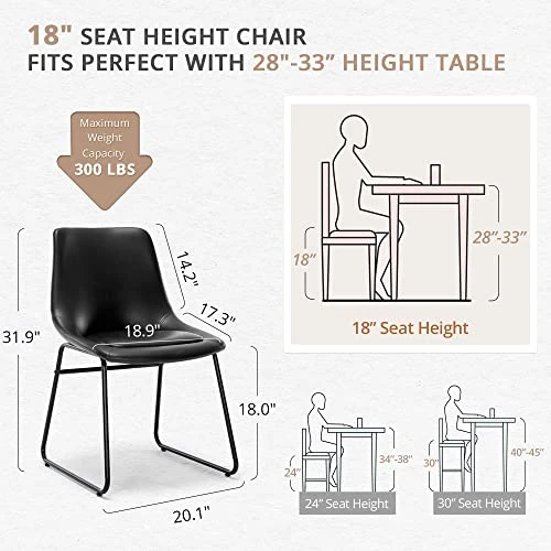 LUE BONA Indoor/Outdoor Kitchen Island Dining Chair, Upholstered Faux Leather Dining Chairs With Metal Legs, 18" Mid Century Modern Dining Chair Set Of 4 For Dining Room Black 5 LUE BONA Indoor/Outdoor Kitchen Island Dining Chair, Upholstered Faux Leather Dining Chairs With Metal Legs, 18" Mid Century Modern Dining Chair Set Of 4 For Dining Room Black - Image 3