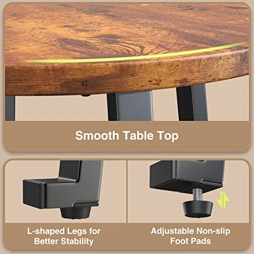 Aiho Bar Table And Chairs Set For 2 With PU Upholstered Stools, 3 Pieces Kitchen Counter Height Wood Top, Modern Pub Table Set For Kitchen Small Place - Rustic Brown 5 Aiho Bar Table And Chairs Set For 2 With PU Upholstered Stools, 3 Pieces Kitchen Counter Height Wood Top, Modern Pub Table Set For Kitchen Small Place - Rustic Brown - Image 3