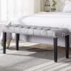 HEAH-YO Modern Velvet Bench Upholstered Ottoman Dining Bench With Pull Rings Nailhead Trim Tufted Footstool For Entryway Bedroom Kitchen Dining Table, Grey 2 HEAH-YO Modern Velvet Bench Upholstered Ottoman Dining Bench With Pull Rings Nailhead Trim Tufted Footstool For Entryway Bedroom Kitchen Dining Table, Grey -Amazon Store 51yrk8eGiML