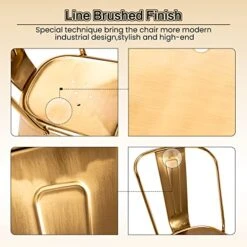 MFD LIVING 18 Inch Metal Dining Chair, Indoor Outdoor Patio Chair with Rustless, Stackable Chair for Restaurant Dining Room Chair Set of 4 (Gold) -Amazon Store 51ys85NrPHL